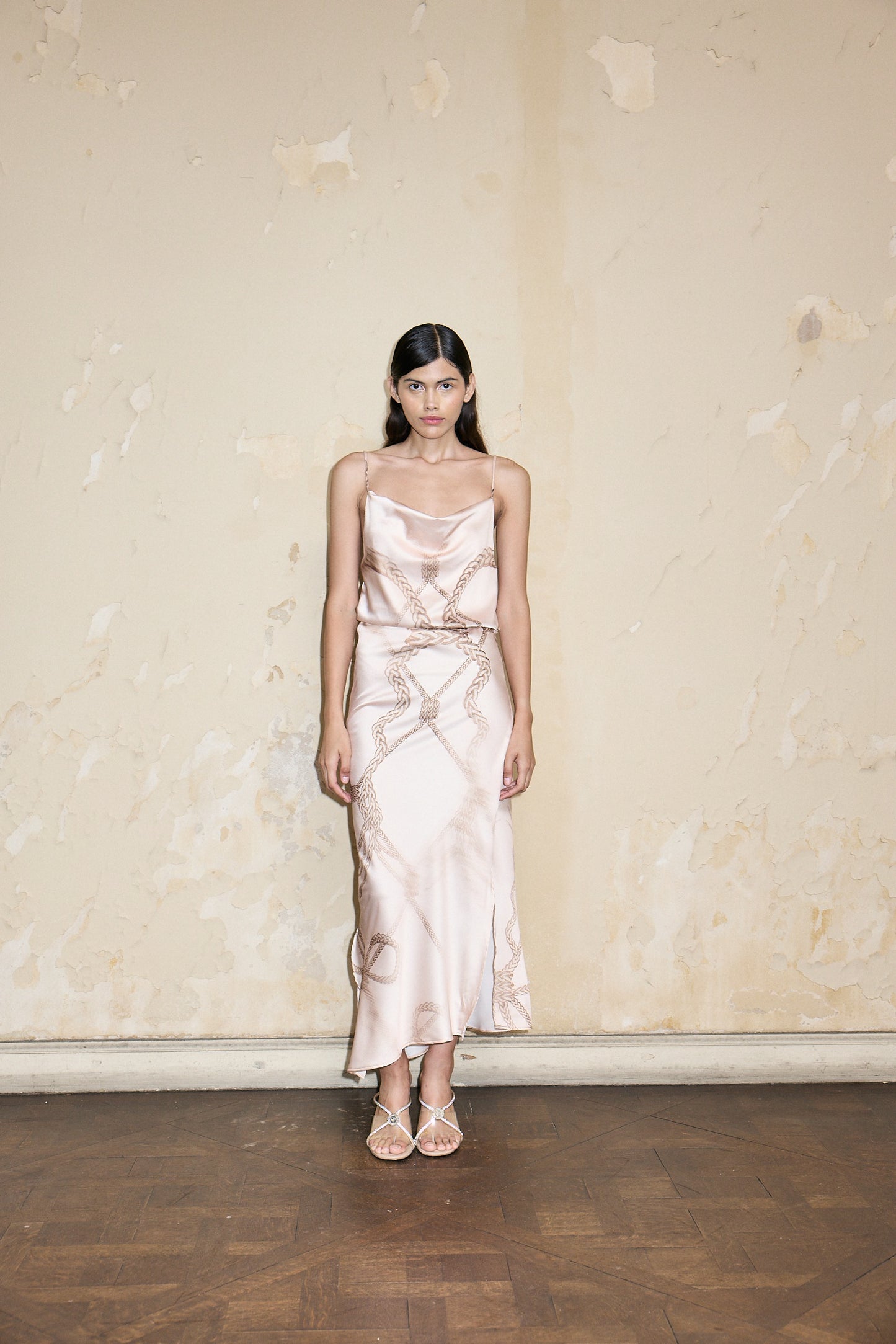 VESTIDO BABY DOLL PRINT ROSA Y BEIGE