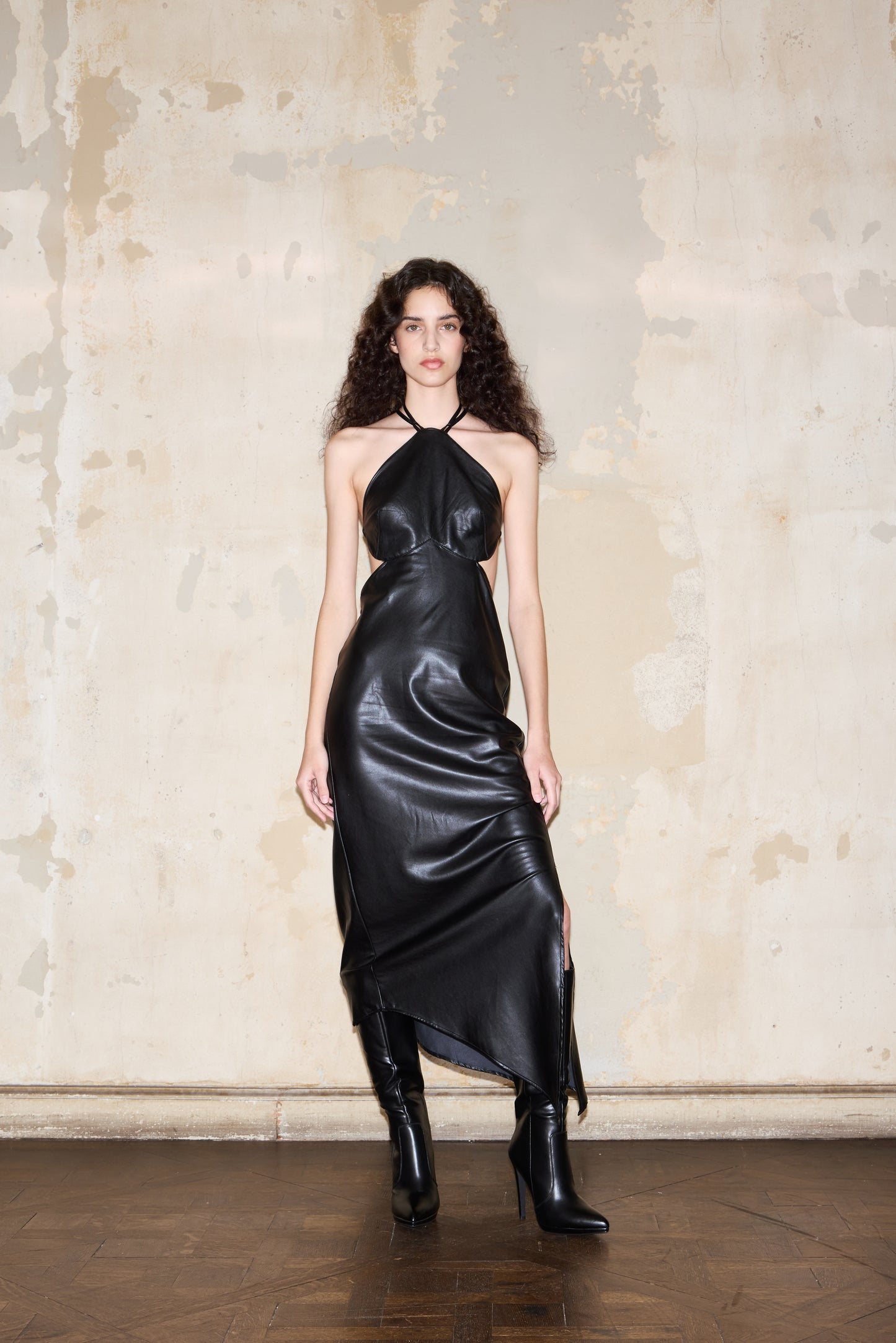 DIAZ DRESS NEGRO ECO CUERO