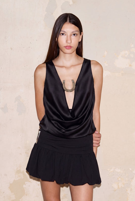 TISCORNIA TOP NEGRO SATIN